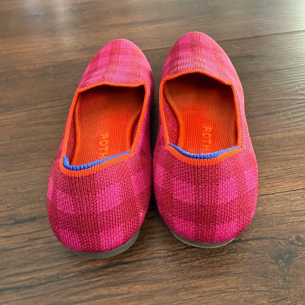 Rothy’s The Loafer Cherry Gingham Pattern Pink & … - image 4